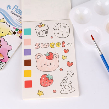 Watercolor Paint Book for Kids – All-in-One Coloring Set with Brush