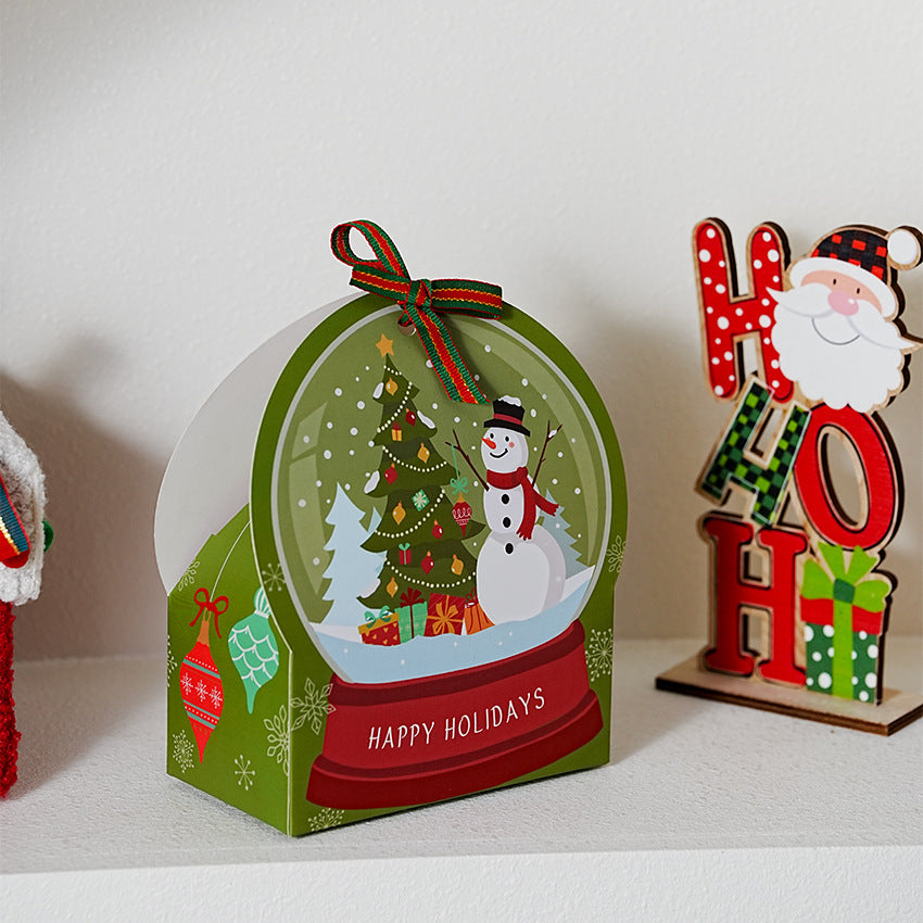 Christmas Snow Globe Ribbon Gift Box – Festive Red & Green (2-Pack)