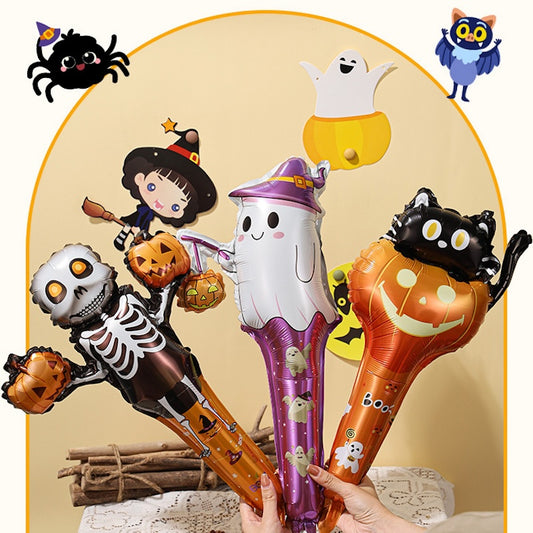 Halloween Handheld Foil Balloons – Party & Photo Props – Pack of 12