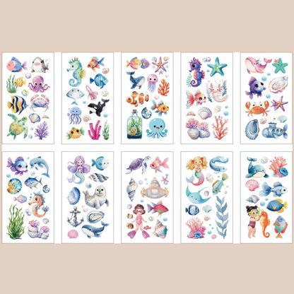 Cute Temporary Tattoos 10 Sheets - Ocean Animals