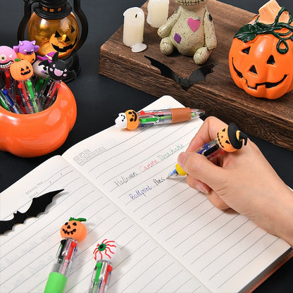 Cute Cartoon Mini 4-Color Ballpoint Pens Halloween Style – Pack of 10