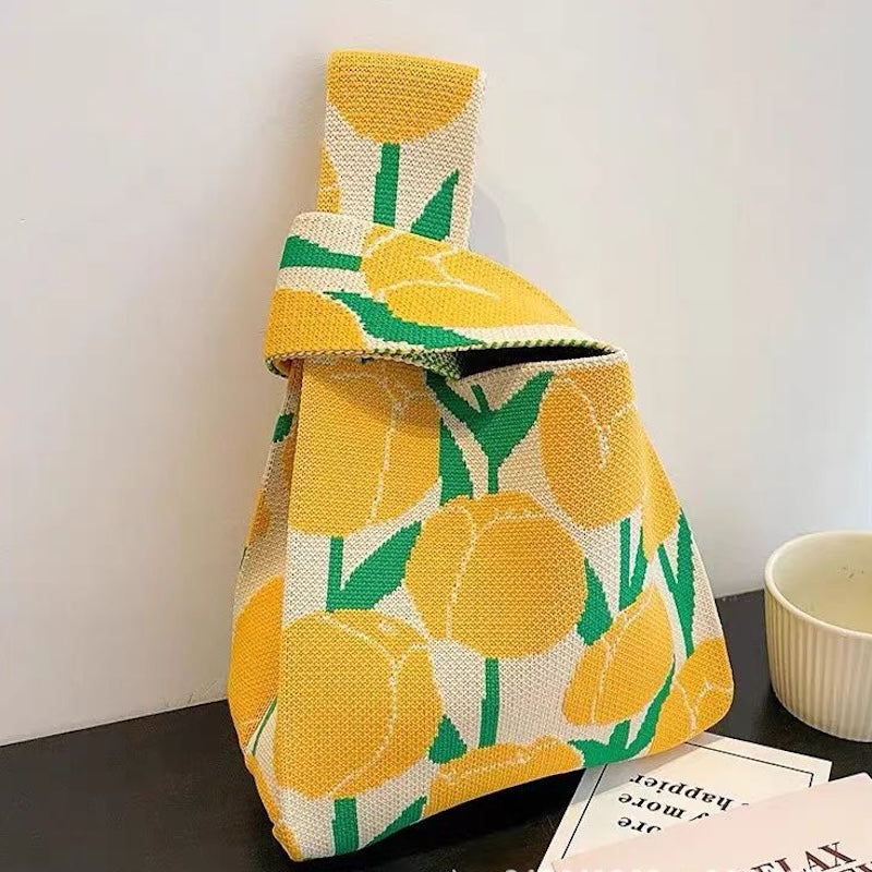 Cute Pattern Knitted Tote Bag