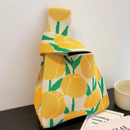 Cute Pattern Knitted Tote Bag