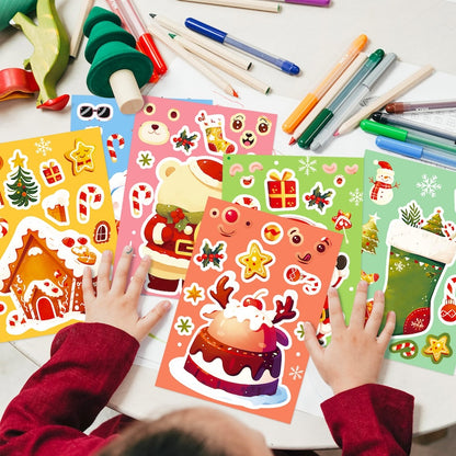 Premium Christmas Cartoon Face-Swap Sticker Pack – 6 Fun Holiday Designs