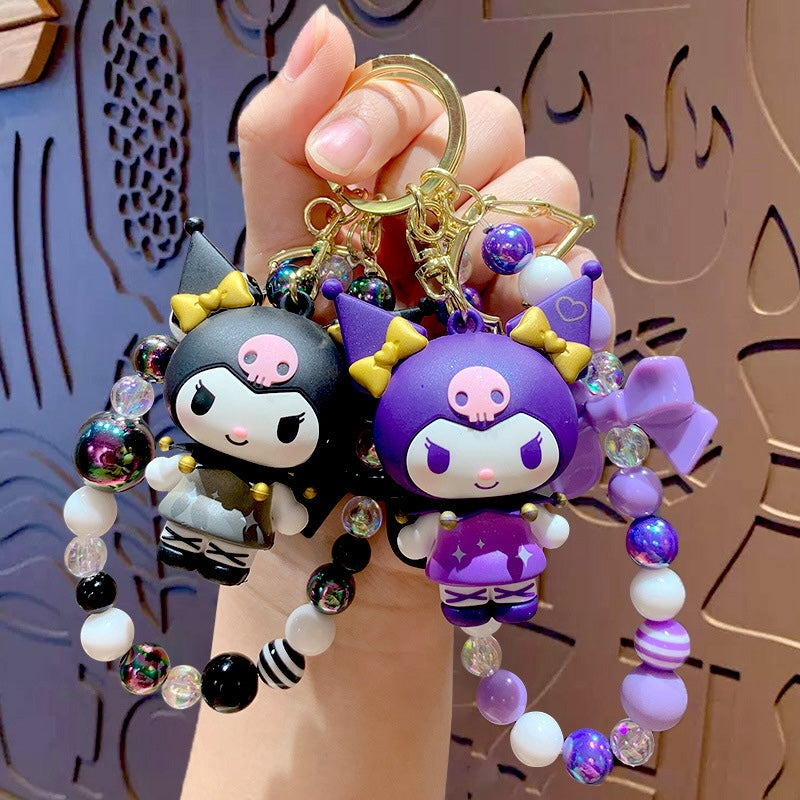 Kuromi Sparkling Star Beaded Keychain