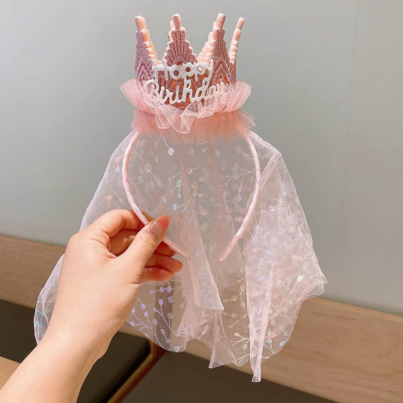 Cute Princess Crown Tulle Birthday Headband