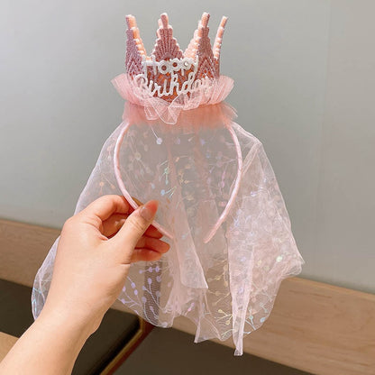 Cute Princess Crown Tulle Birthday Headband