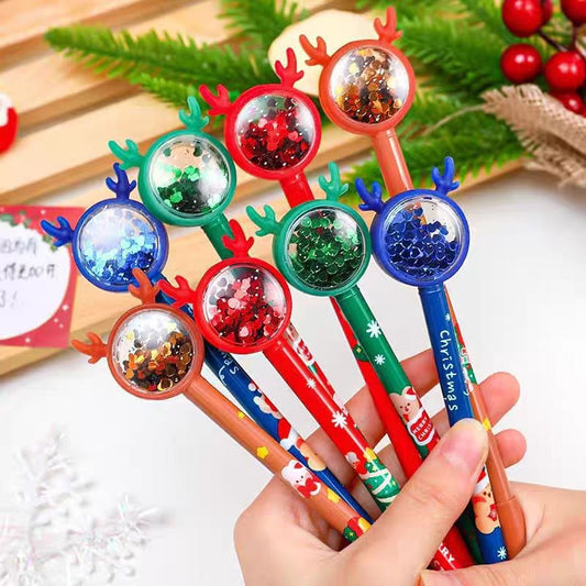 Christmas Reindeer Glitter Black Gel Pen