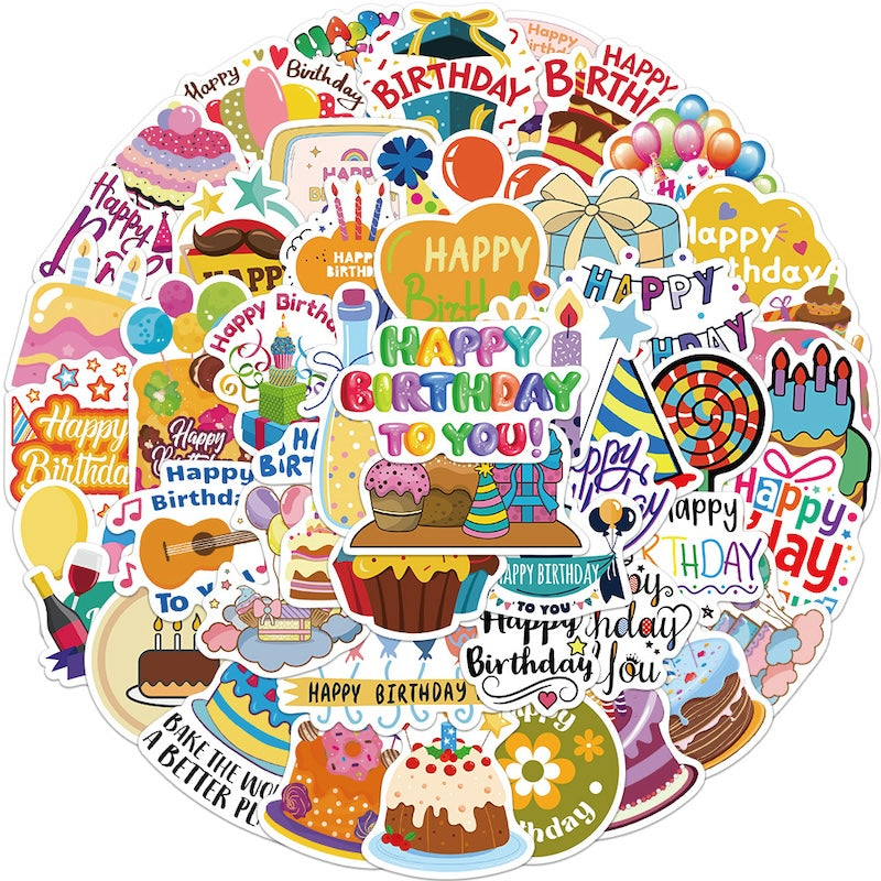 50PCS DIY Waterproof Stickers - Happy Birthday