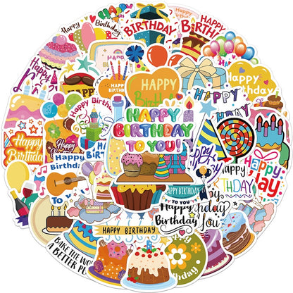 50PCS DIY Waterproof Stickers - Happy Birthday