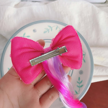 Sparkling Sequin Bow Ombre Curly Hair Clip Extension