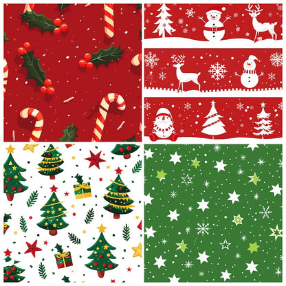 12-Sheet Christmas DIY Paper Set – Vintage Holiday Craft Pack C