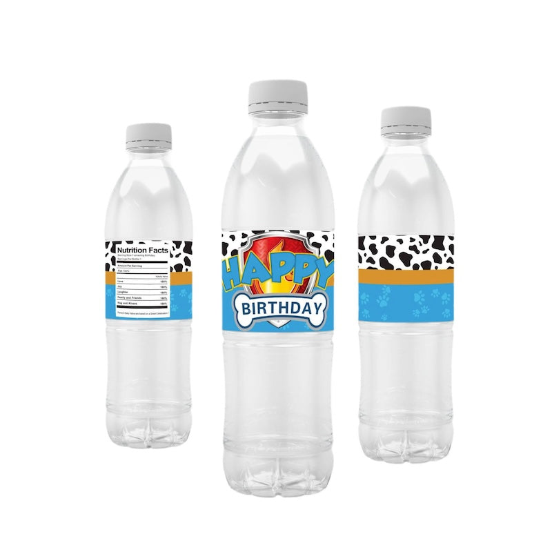 Birthday Party Water Bottle Labels 24PCS Set - Paw Patrol