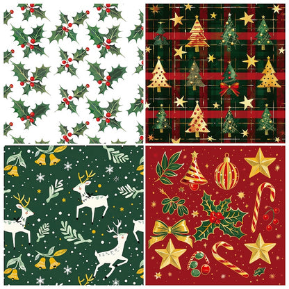 12-Sheet Christmas DIY Paper Set – Vintage Holiday Craft Pack B