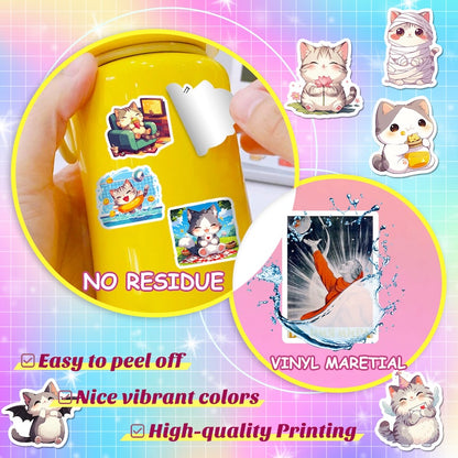 50PCS DIY Waterproof Stickers - Cute Cats