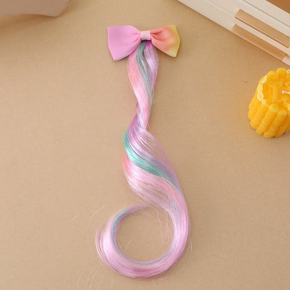 Colorful Gradient Bow Curly Hair Clip for Girls (Single Piece)