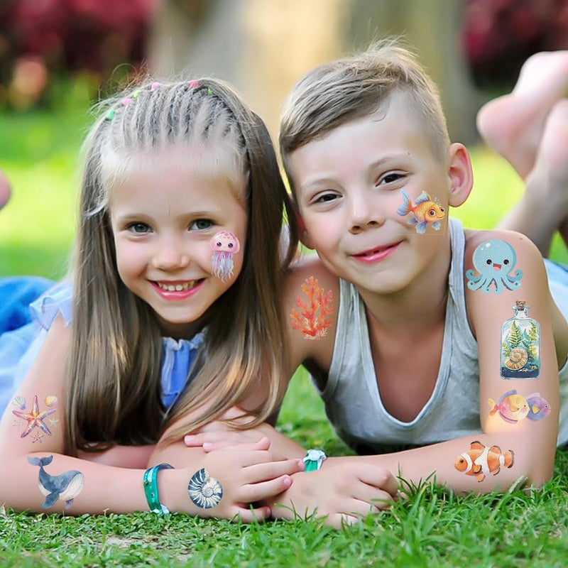 Cute Temporary Tattoos 10 Sheets - Ocean Animals