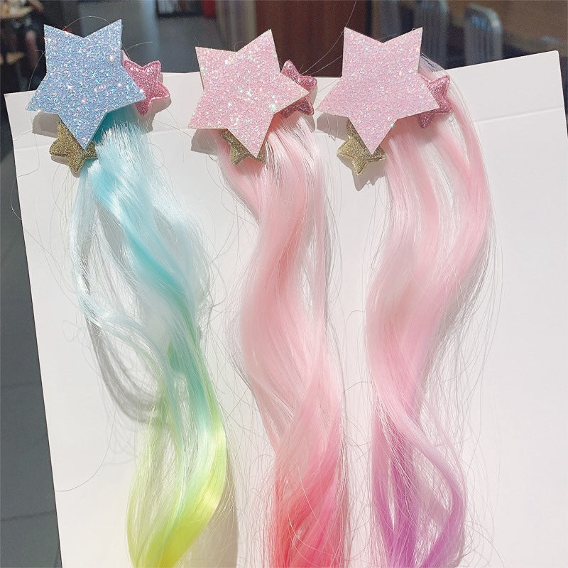 Stars Ombre Curly Hair Clip Extension for Girls