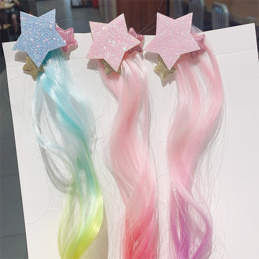 Stars Ombre Curly Hair Clip Extension for Girls