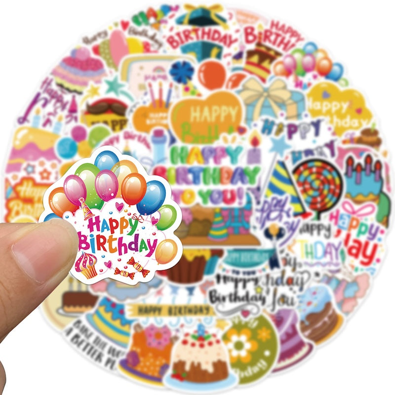 50PCS DIY Waterproof Stickers - Happy Birthday