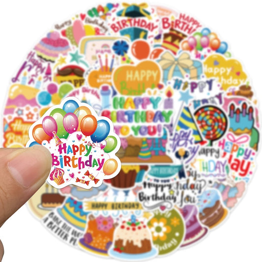 50PCS DIY Waterproof Stickers - Happy Birthday