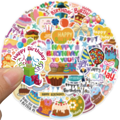 50PCS DIY Waterproof Stickers - Happy Birthday