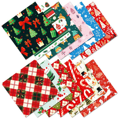 12-Sheet Christmas DIY Paper Set – Vintage Holiday Craft Pack D