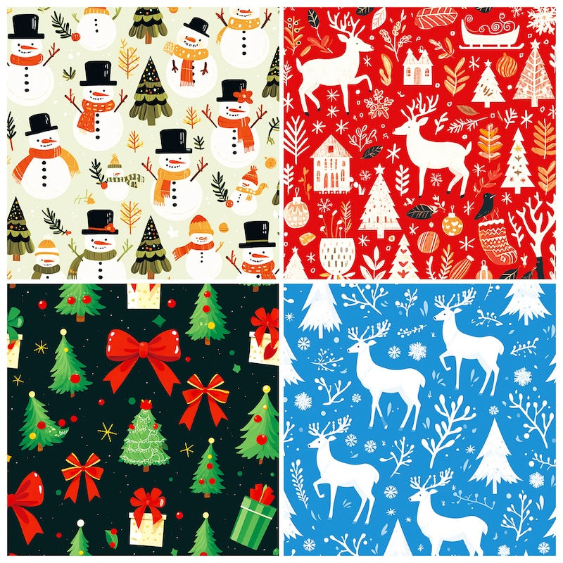 12-Sheet Christmas DIY Paper Set – Vintage Holiday Craft Pack D