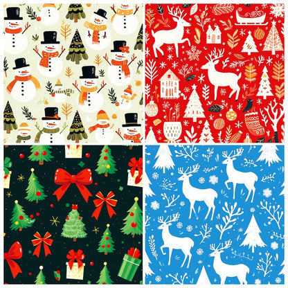 12-Sheet Christmas DIY Paper Set – Vintage Holiday Craft Pack D
