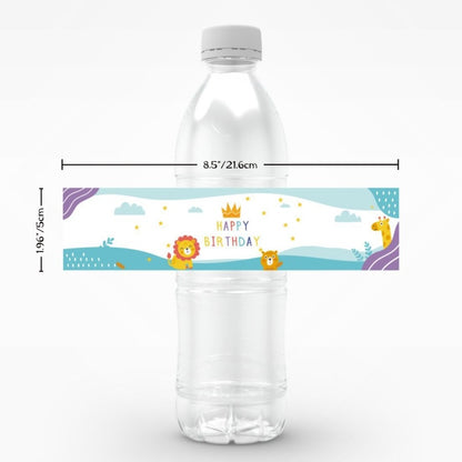 Birthday Party Water Bottle Labels 24PCS Set - Cute Animals