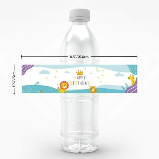Birthday Party Water Bottle Labels 24PCS Set - Cute Animals
