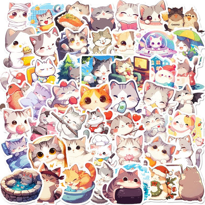 50PCS DIY Waterproof Stickers - Cute Cats