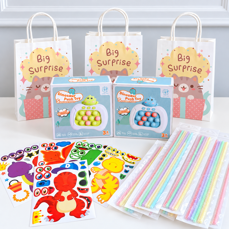 Jumbo Dinosaur Push Toy & DIY Goodie Bag Set
